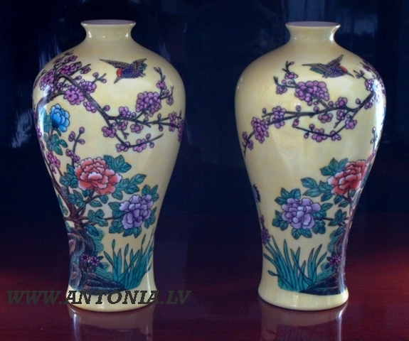 Painted vases - a couple. Cherry blossoms.