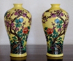 Painted vases - a couple. Cherry blossoms. 