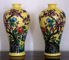Painted vases - a couple. Cherry blossoms. 