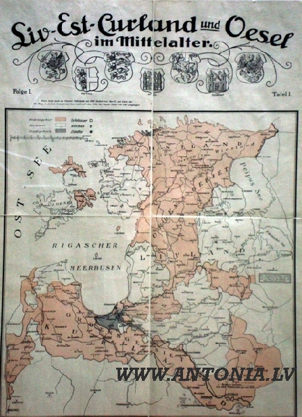 Baltijas karte. Liv-Est-Curland und Oeselim Mittelalter