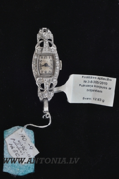 The clock case with diamonds